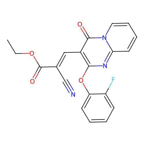 ethyl (2E)-2-cyano-3-[2-(2-fluorophenoxy)-4-oxo-4H-pyrido[1,2-a]pyrimidin-3-yl]prop-2-enoate structure
