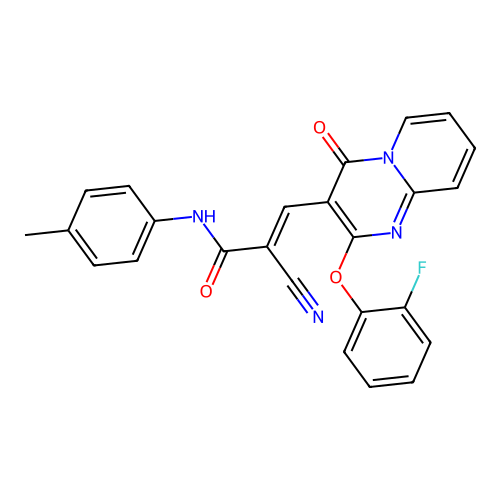 (2E)-2-cyano-3-[2-(2-fluorophenoxy)-4-oxo-4H-pyrido[1,2-a]pyrimidin-3-yl]-N-(4-methylphenyl)prop-2-enamide structure