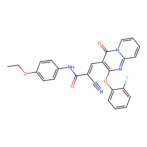 (2E)-2-cyano-N-(4-ethoxyphenyl)-3-[2-(2-fluorophenoxy)-4-oxo-4H-pyrido[1,2-a]pyrimidin-3-yl]prop-2-enamide structure