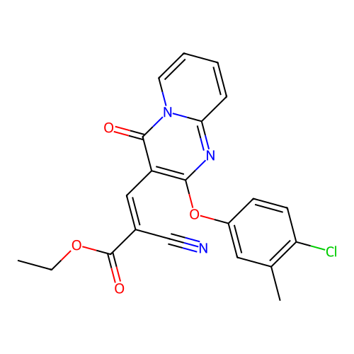 ethyl (2E)-3-[2-(4-chloro-3-methylphenoxy)-4-oxo-4H-pyrido[1,2-a]pyrimidin-3-yl]-2-cyanoprop-2-enoate structure