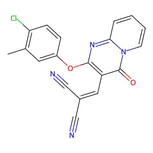{[2-(4-chloro-3-methylphenoxy)-4-oxo-4H-pyrido[1,2-a]pyrimidin-3-yl]methylidene}propanedinitrile structure