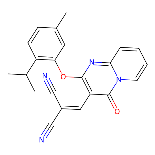 ({2-[5-methyl-2-(propan-2-yl)phenoxy]-4-oxo-4H-pyrido[1,2-a]pyrimidin-3-yl}methylidene)propanedinitrile structure