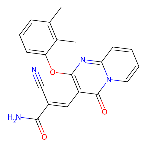 (2E)-2-cyano-3-[2-(2,3-dimethylphenoxy)-4-oxo-4H-pyrido[1,2-a]pyrimidin-3-yl]prop-2-enamide structure