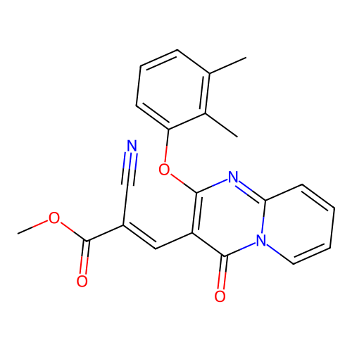 (E)-methyl 2-cyano-3-(2-(2,3-dimethylphenoxy)-4-oxo-4H-pyrido[1,2-a]pyrimidin-3-yl)acrylate structure