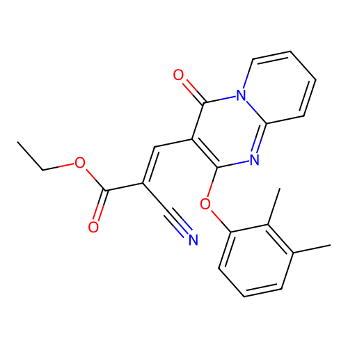 ethyl (2E)-2-cyano-3-[2-(2,3-dimethylphenoxy)-4-oxo-4H-pyrido[1,2-a]pyrimidin-3-yl]prop-2-enoate structure