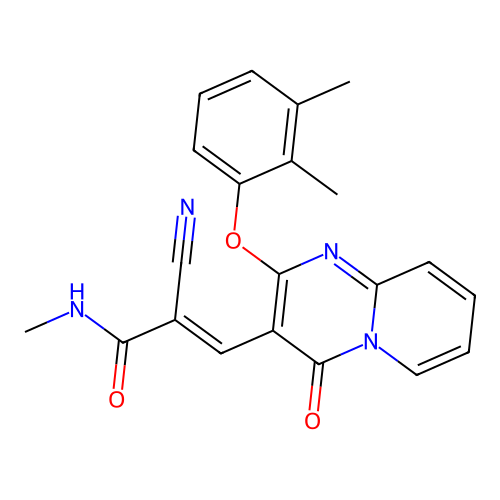 (2E)-2-cyano-3-[2-(2,3-dimethylphenoxy)-4-oxo-4H-pyrido[1,2-a]pyrimidin-3-yl]-N-methylprop-2-enamide structure