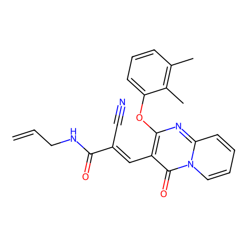 (2E)-2-cyano-3-[2-(2,3-dimethylphenoxy)-4-oxo-4H-pyrido[1,2-a]pyrimidin-3-yl]-N-(prop-2-en-1-yl)prop-2-enamide structure