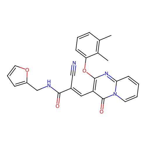 (2E)-2-cyano-3-[2-(2,3-dimethylphenoxy)-4-oxo-4H-pyrido[1,2-a]pyrimidin-3-yl]-N-(furan-2-ylmethyl)prop-2-enamide structure