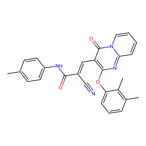 (2E)-2-cyano-3-[2-(2,3-dimethylphenoxy)-4-oxo-4H-pyrido[1,2-a]pyrimidin-3-yl]-N-(4-methylphenyl)prop-2-enamide structure