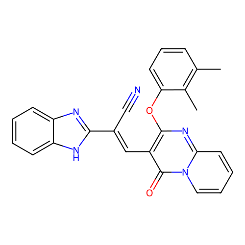 (2E)-2-(1H-1,3-BENZODIAZOL-2-YL)-3-[2-(2,3-DIMETHYLPHENOXY)-4-OXO-4H-PYRIDO[1,2-A]PYRIMIDIN-3-YL]PROP-2-ENENITRILE structure