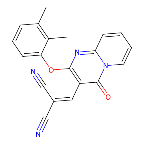 2-((2-(2,3-dimethylphenoxy)-4-oxo-4H-pyrido[1,2-a]pyrimidin-3-yl)methylene)malononitrile structure