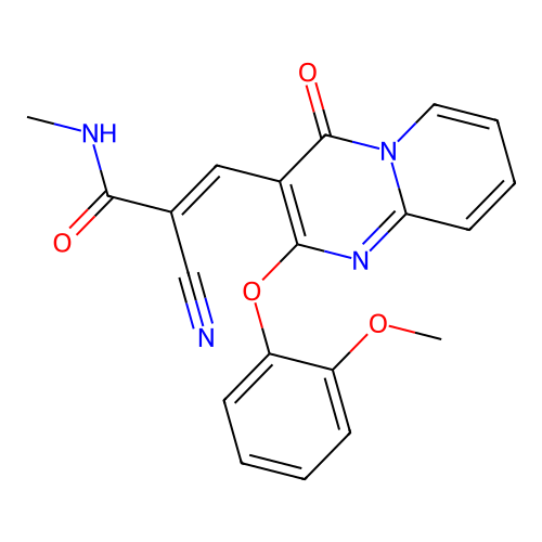 (2E)-2-cyano-3-[2-(2-methoxyphenoxy)-4-oxo-4H-pyrido[1,2-a]pyrimidin-3-yl]-N-methylprop-2-enamide structure