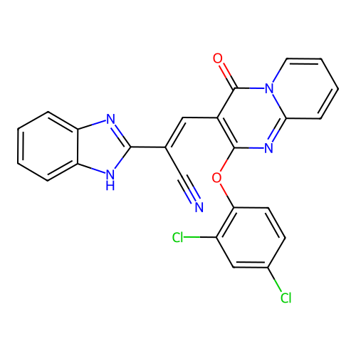 (2E)-2-(1H-benzimidazol-2-yl)-3-[2-(2,4-dichlorophenoxy)-4-oxo-4H-pyrido[1,2-a]pyrimidin-3-yl]prop-2-enenitrile structure