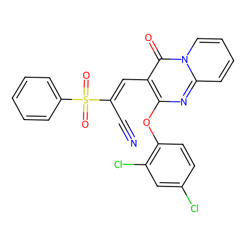 (2E)-3-[2-(2,4-dichlorophenoxy)-4-oxo-4H-pyrido[1,2-a]pyrimidin-3-yl]-2-(phenylsulfonyl)prop-2-enenitrile structure