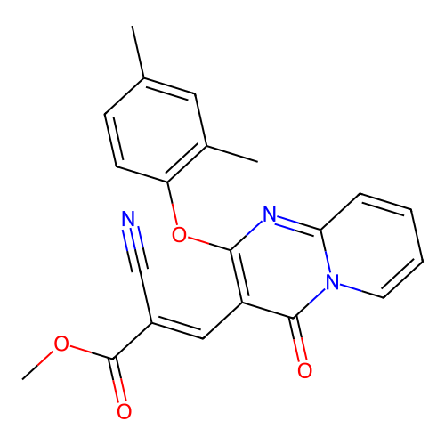 methyl (2E)-2-cyano-3-[2-(2,4-dimethylphenoxy)-4-oxo-4H-pyrido[1,2-a]pyrimidin-3-yl]prop-2-enoate structure