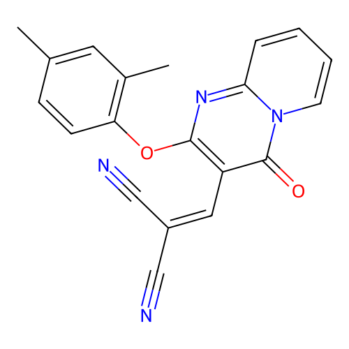 2-((2-(2,4-dimethylphenoxy)-4-oxo-4H-pyrido[1,2-a]pyrimidin-3-yl)methylene)malononitrile structure