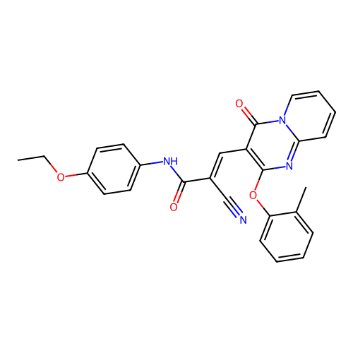 (2E)-2-cyano-N-(4-ethoxyphenyl)-3-[2-(2-methylphenoxy)-4-oxo-4H-pyrido[1,2-a]pyrimidin-3-yl]prop-2-enamide structure