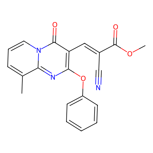 (E)-methyl 2-cyano-3-(9-methyl-4-oxo-2-phenoxy-4H-pyrido[1,2-a]pyrimidin-3-yl)acrylate structure