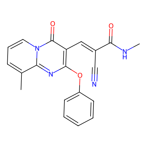 (2E)-2-cyano-N-methyl-3-(9-methyl-4-oxo-2-phenoxy-4H-pyrido[1,2-a]pyrimidin-3-yl)prop-2-enamide structure