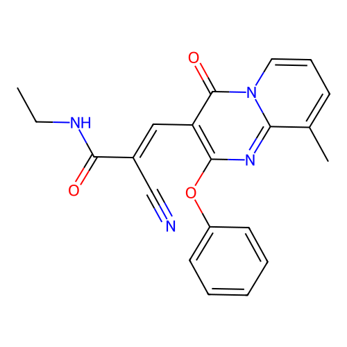 (2E)-2-cyano-N-ethyl-3-(9-methyl-4-oxo-2-phenoxy-4H-pyrido[1,2-a]pyrimidin-3-yl)prop-2-enamide structure