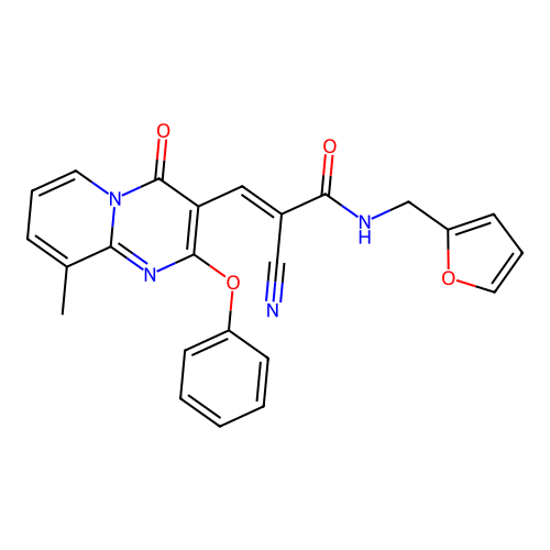(2E)-2-cyano-N-(furan-2-ylmethyl)-3-(9-methyl-4-oxo-2-phenoxy-4H-pyrido[1,2-a]pyrimidin-3-yl)prop-2-enamide structure