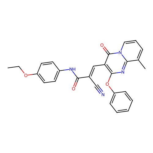 (2E)-2-cyano-N-(4-ethoxyphenyl)-3-(9-methyl-4-oxo-2-phenoxy-4H-pyrido[1,2-a]pyrimidin-3-yl)prop-2-enamide structure