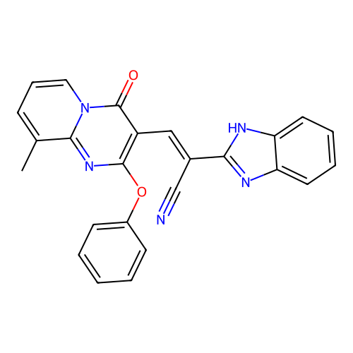 (2E)-2-(1H-1,3-BENZODIAZOL-2-YL)-3-{9-METHYL-4-OXO-2-PHENOXY-4H-PYRIDO[1,2-A]PYRIMIDIN-3-YL}PROP-2-ENENITRILE structure