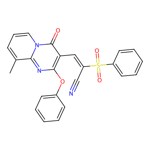 (2E)-2-(BENZENESULFONYL)-3-{9-METHYL-4-OXO-2-PHENOXY-4H-PYRIDO[1,2-A]PYRIMIDIN-3-YL}PROP-2-ENENITRILE structure