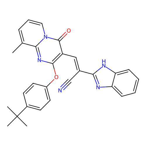 (2E)-2-(1H-1,3-BENZODIAZOL-2-YL)-3-[2-(4-TERT-BUTYLPHENOXY)-9-METHYL-4-OXO-4H-PYRIDO[1,2-A]PYRIMIDIN-3-YL]PROP-2-ENENITRILE structure
