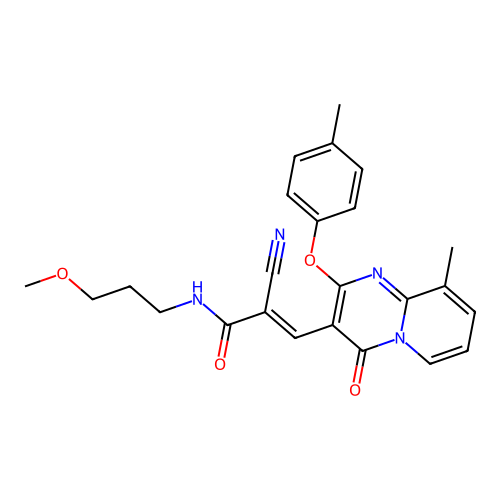 (2E)-2-cyano-N-(3-methoxypropyl)-3-[9-methyl-2-(4-methylphenoxy)-4-oxo-4H-pyrido[1,2-a]pyrimidin-3-yl]prop-2-enamide structure