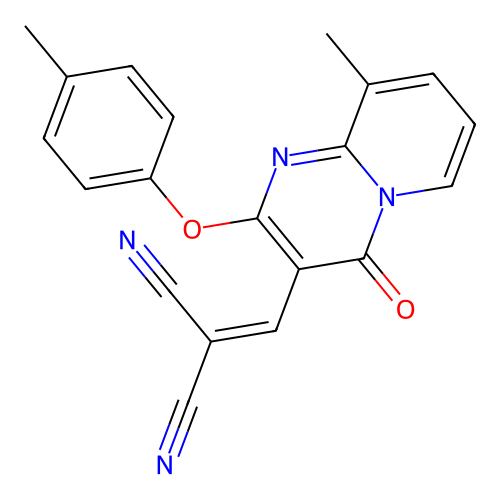 2-((9-methyl-4-oxo-2-(p-tolyloxy)-4H-pyrido[1,2-a]pyrimidin-3-yl)methylene)malononitrile structure