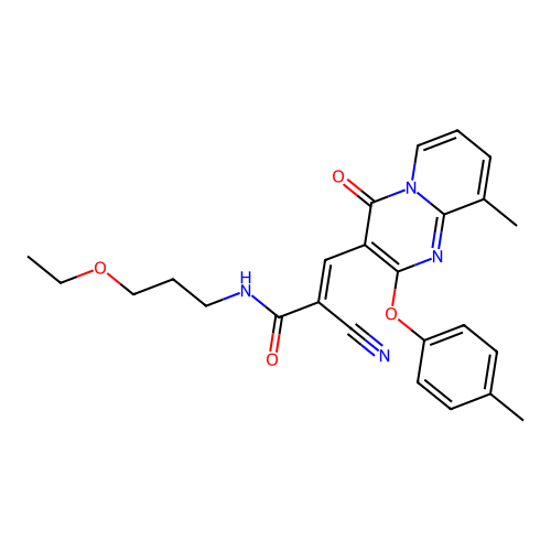 (2E)-2-cyano-N-(3-ethoxypropyl)-3-[9-methyl-2-(4-methylphenoxy)-4-oxo-4H-pyrido[1,2-a]pyrimidin-3-yl]prop-2-enamide structure