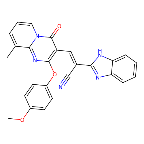 (2E)-2-(1H-1,3-BENZODIAZOL-2-YL)-3-[2-(4-METHOXYPHENOXY)-9-METHYL-4-OXO-4H-PYRIDO[1,2-A]PYRIMIDIN-3-YL]PROP-2-ENENITRILE structure