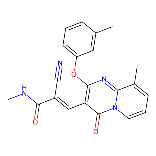 (2E)-2-cyano-N-methyl-3-[9-methyl-2-(3-methylphenoxy)-4-oxo-4H-pyrido[1,2-a]pyrimidin-3-yl]prop-2-enamide structure