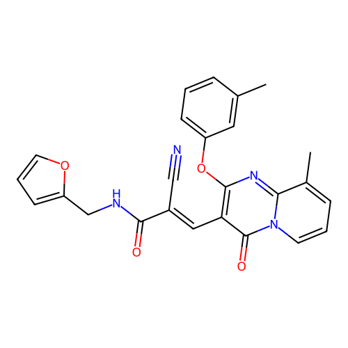(2E)-2-cyano-N-(furan-2-ylmethyl)-3-[9-methyl-2-(3-methylphenoxy)-4-oxo-4H-pyrido[1,2-a]pyrimidin-3-yl]prop-2-enamide structure