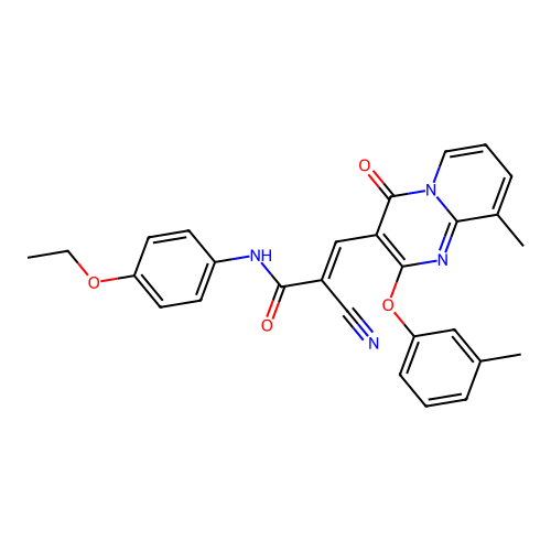 (2E)-2-cyano-N-(4-ethoxyphenyl)-3-[9-methyl-2-(3-methylphenoxy)-4-oxo-4H-pyrido[1,2-a]pyrimidin-3-yl]prop-2-enamide structure