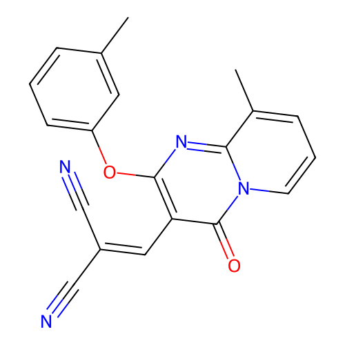 2-((9-methyl-4-oxo-2-(m-tolyloxy)-4H-pyrido[1,2-a]pyrimidin-3-yl)methylene)malononitrile structure