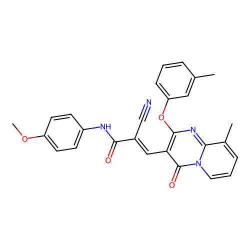 (2E)-2-cyano-N-(4-methoxyphenyl)-3-[9-methyl-2-(3-methylphenoxy)-4-oxo-4H-pyrido[1,2-a]pyrimidin-3-yl]prop-2-enamide structure