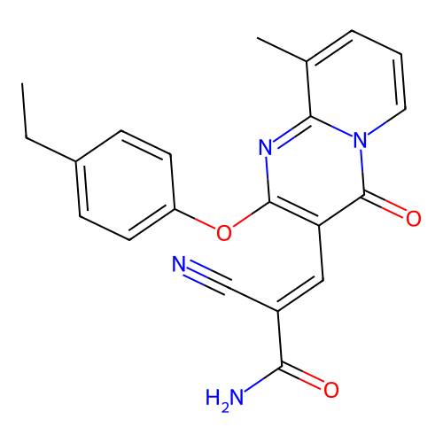 (2E)-2-cyano-3-[2-(4-ethylphenoxy)-9-methyl-4-oxo-4H-pyrido[1,2-a]pyrimidin-3-yl]prop-2-enamide structure