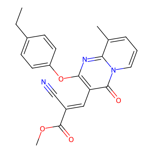 methyl (2E)-2-cyano-3-[2-(4-ethylphenoxy)-9-methyl-4-oxo-4H-pyrido[1,2-a]pyrimidin-3-yl]prop-2-enoate structure