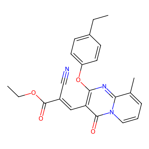ethyl (2E)-2-cyano-3-[2-(4-ethylphenoxy)-9-methyl-4-oxo-4H-pyrido[1,2-a]pyrimidin-3-yl]prop-2-enoate structure