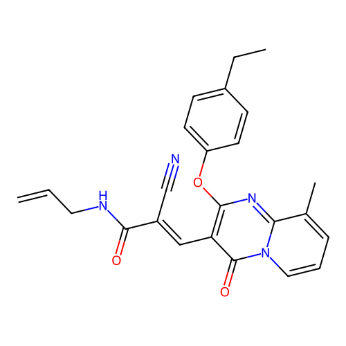 (2E)-2-cyano-3-[2-(4-ethylphenoxy)-9-methyl-4-oxo-4H-pyrido[1,2-a]pyrimidin-3-yl]-N-(prop-2-en-1-yl)prop-2-enamide structure