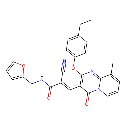 (2E)-2-cyano-3-[2-(4-ethylphenoxy)-9-methyl-4-oxo-4H-pyrido[1,2-a]pyrimidin-3-yl]-N-(furan-2-ylmethyl)prop-2-enamide structure