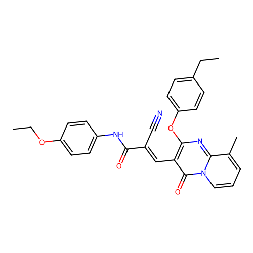 (2E)-2-cyano-N-(4-ethoxyphenyl)-3-[2-(4-ethylphenoxy)-9-methyl-4-oxo-4H-pyrido[1,2-a]pyrimidin-3-yl]prop-2-enamide structure