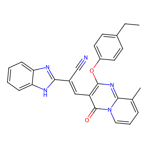 (2E)-2-(1H-1,3-BENZODIAZOL-2-YL)-3-[2-(4-ETHYLPHENOXY)-9-METHYL-4-OXO-4H-PYRIDO[1,2-A]PYRIMIDIN-3-YL]PROP-2-ENENITRILE structure