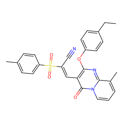 (2E)-3-[2-(4-ETHYLPHENOXY)-9-METHYL-4-OXO-4H-PYRIDO[1,2-A]PYRIMIDIN-3-YL]-2-(4-METHYLBENZENESULFONYL)PROP-2-ENENITRILE structure