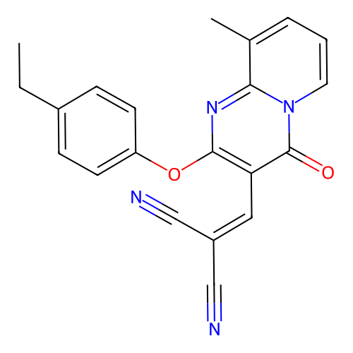 {[2-(4-ethylphenoxy)-9-methyl-4-oxo-4H-pyrido[1,2-a]pyrimidin-3-yl]methylidene}propanedinitrile structure