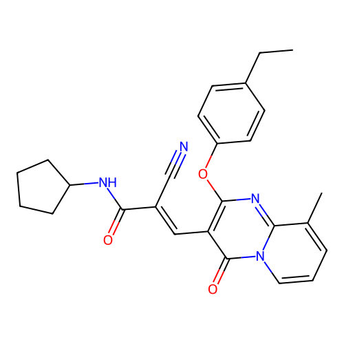 (2E)-2-cyano-N-cyclopentyl-3-[2-(4-ethylphenoxy)-9-methyl-4-oxo-4H-pyrido[1,2-a]pyrimidin-3-yl]prop-2-enamide structure