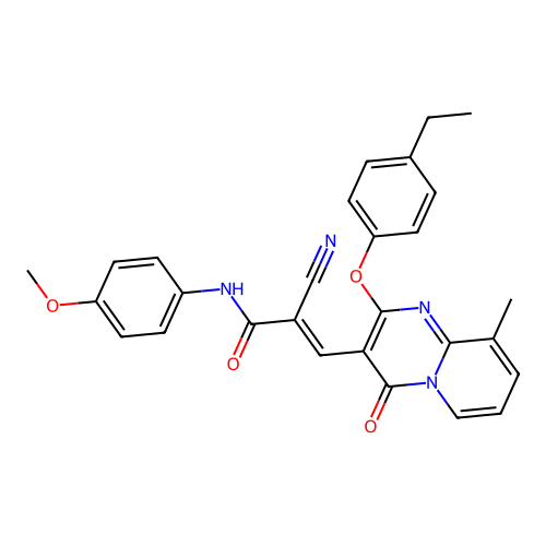 (2E)-2-cyano-3-[2-(4-ethylphenoxy)-9-methyl-4-oxo-4H-pyrido[1,2-a]pyrimidin-3-yl]-N-(4-methoxyphenyl)prop-2-enamide structure