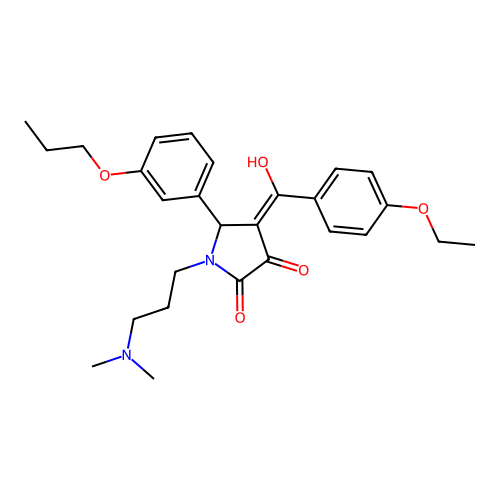 (4E)-1-[3-(dimethylamino)propyl]-4-[(4-ethoxyphenyl)-hydroxymethylidene]-5-(3-propoxyphenyl)pyrrolidine-2,3-dione structure